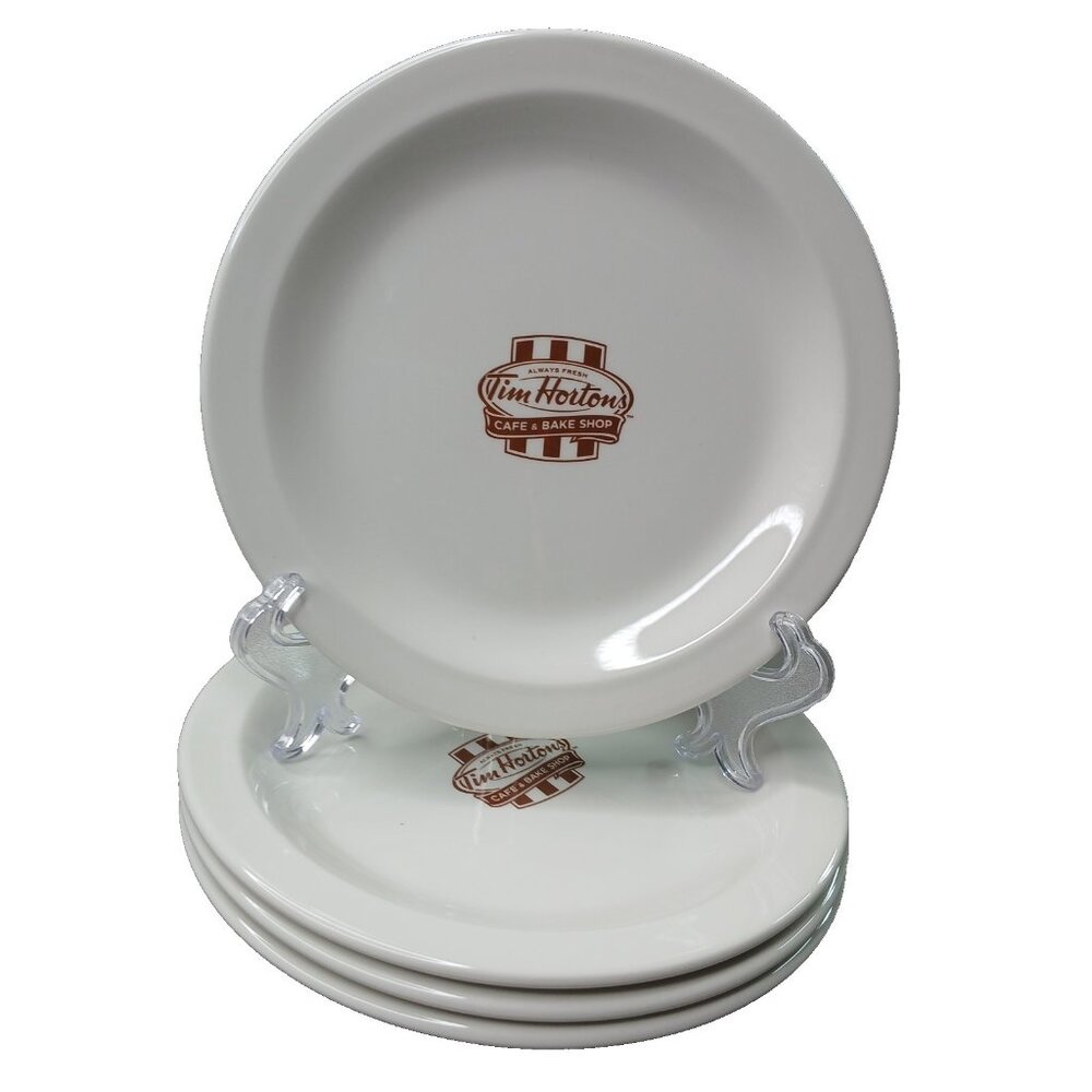 4 Tim Hortons Steelite England  Employee Ceramic Restaurant Lunch Donut Plate #1